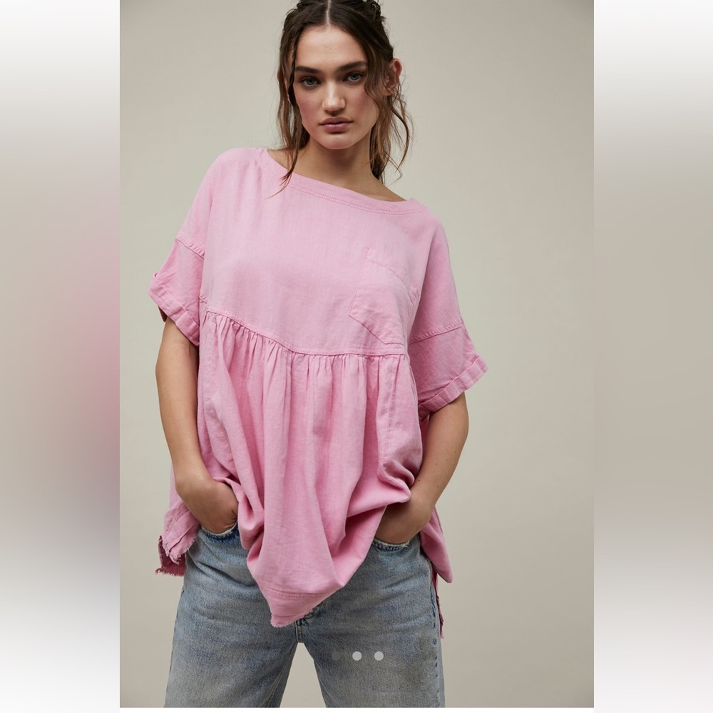 Free People Moon City Top NWT pink tunic Large with pockets